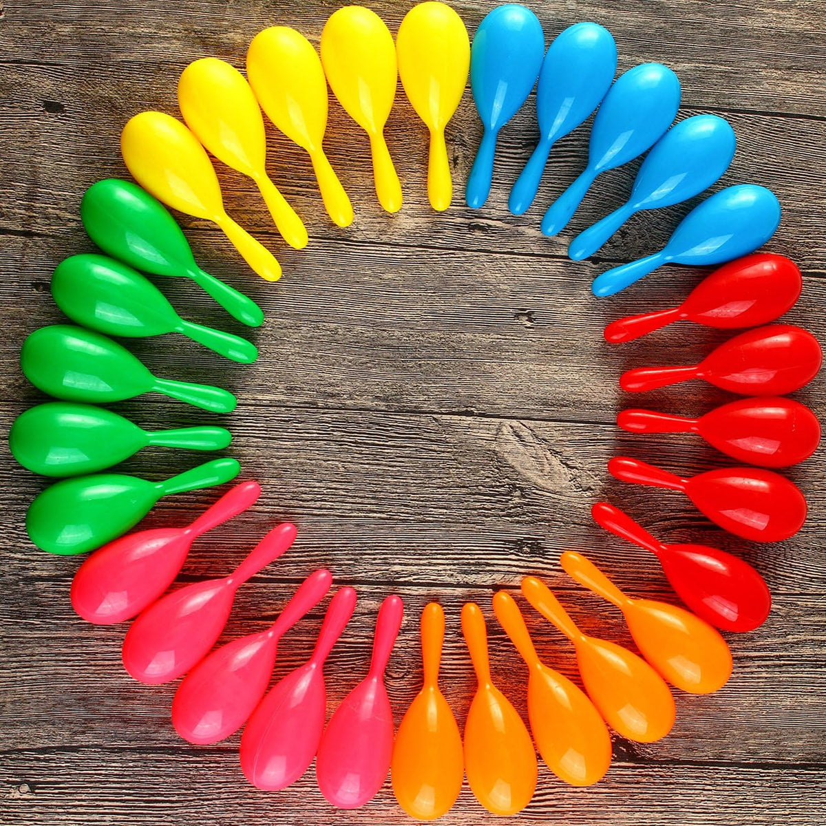 Resinta neon maracas side view highlights compact size.