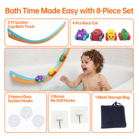 Resosese mesh storage bag keeps pieces dry and organized after baths.