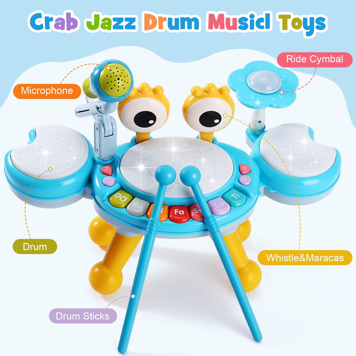 Resosese toddler drum set cymbal provides responsive sound for budding musicians.