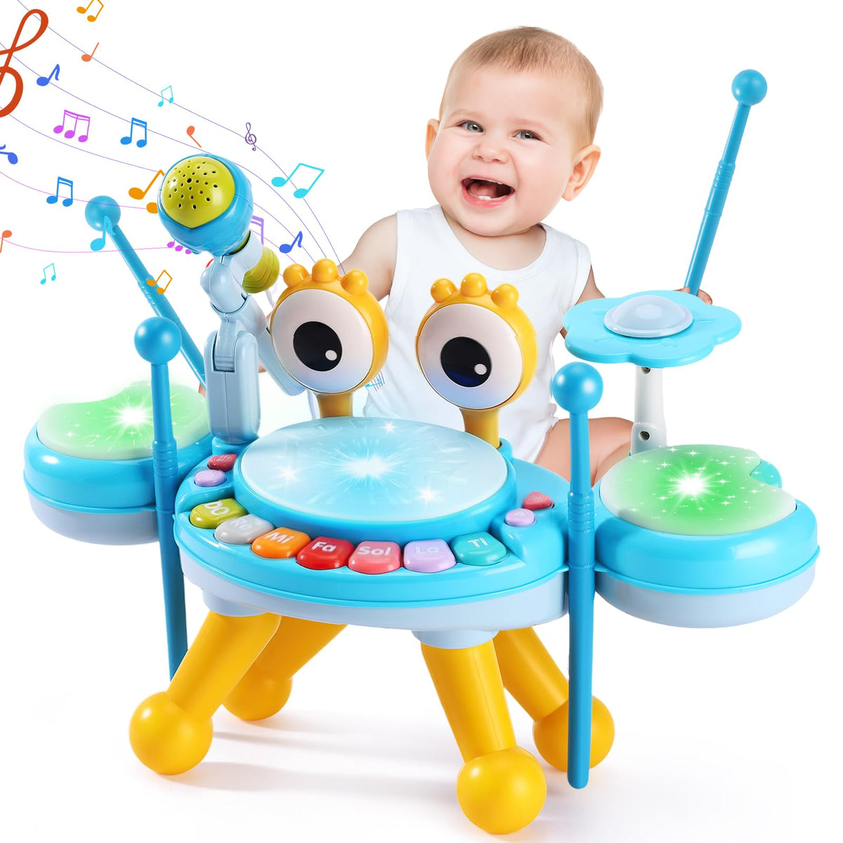 Resosese toddler drum set pads invite soft tapping and rhythm exploration.