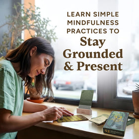 Resplendawn 52 Mindfulness Cards on stand promotes quick practice any time