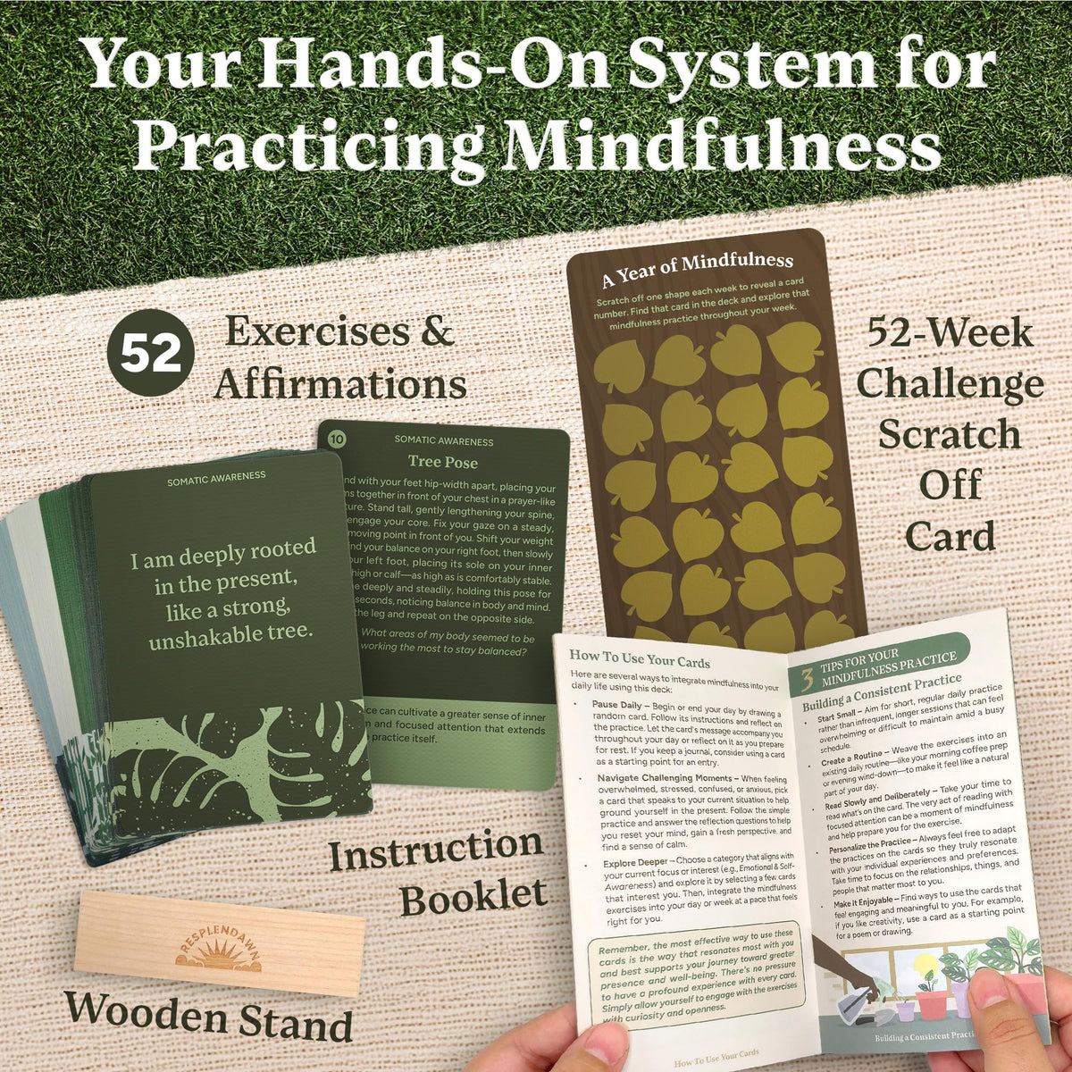 Resplendawn Sensory Awareness card helps focus through present-moment sensations