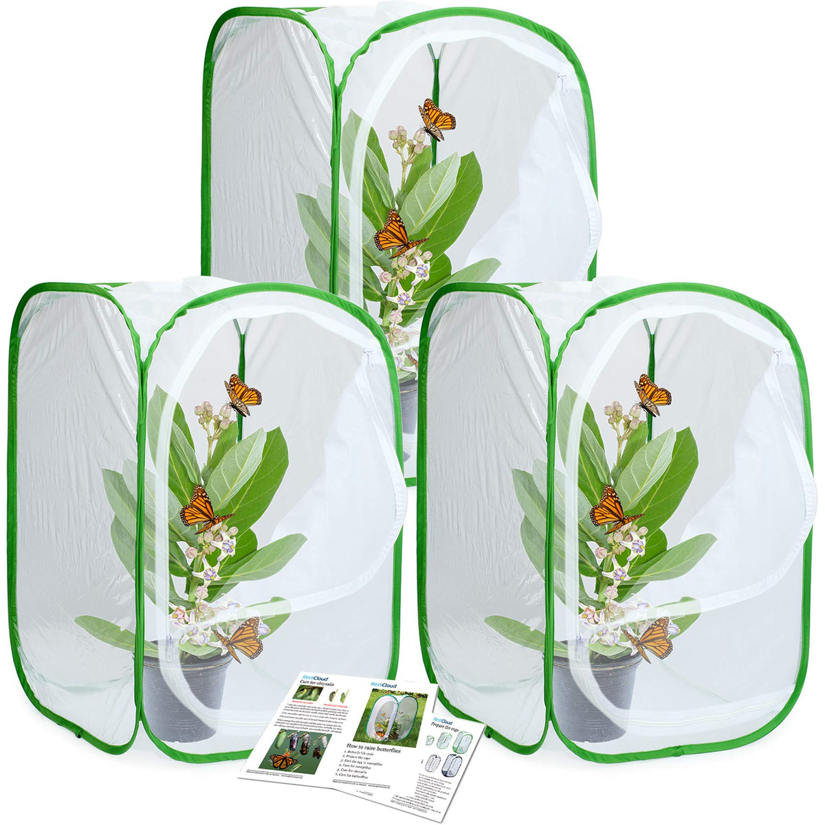 RESTCLOUD butterfly habitat cage pops up for quick setup and clear viewing of butterflies