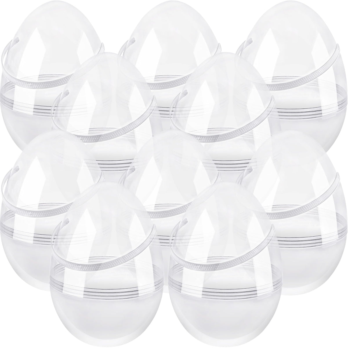 Restroma 8-inch clear Easter egg with handle for easy egg hunts and carrying.