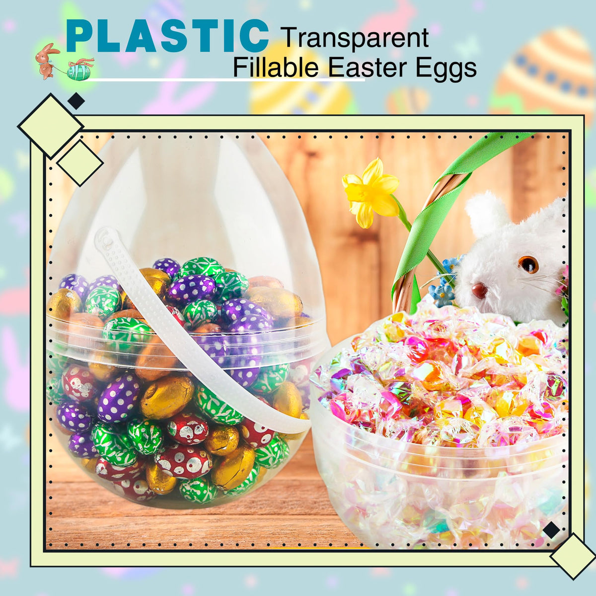 Restroma empty plastic Easter egg shows contents clearly for gifting.