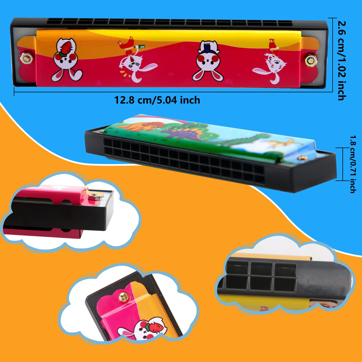 Restroma harmonica cartoon-16-hole kid-friendly-size supports small hands.