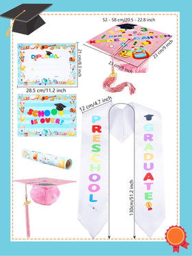 Restroma pink graduation cap with elastic band fits many children