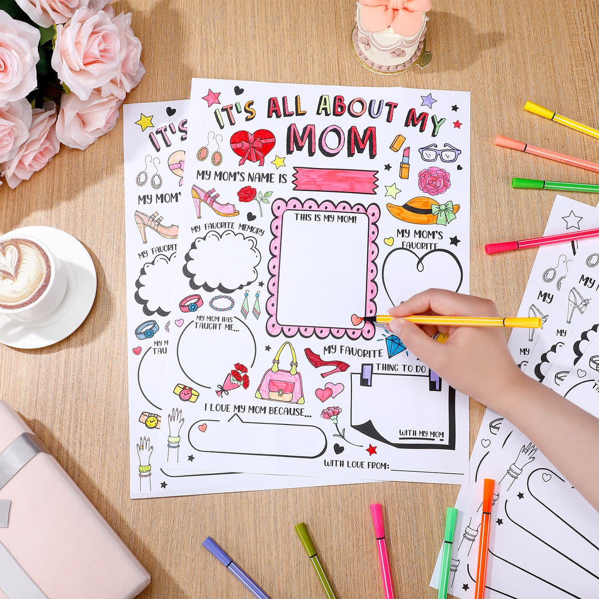 Resurhang color-your-own poster with pre-drawn designs for creativity