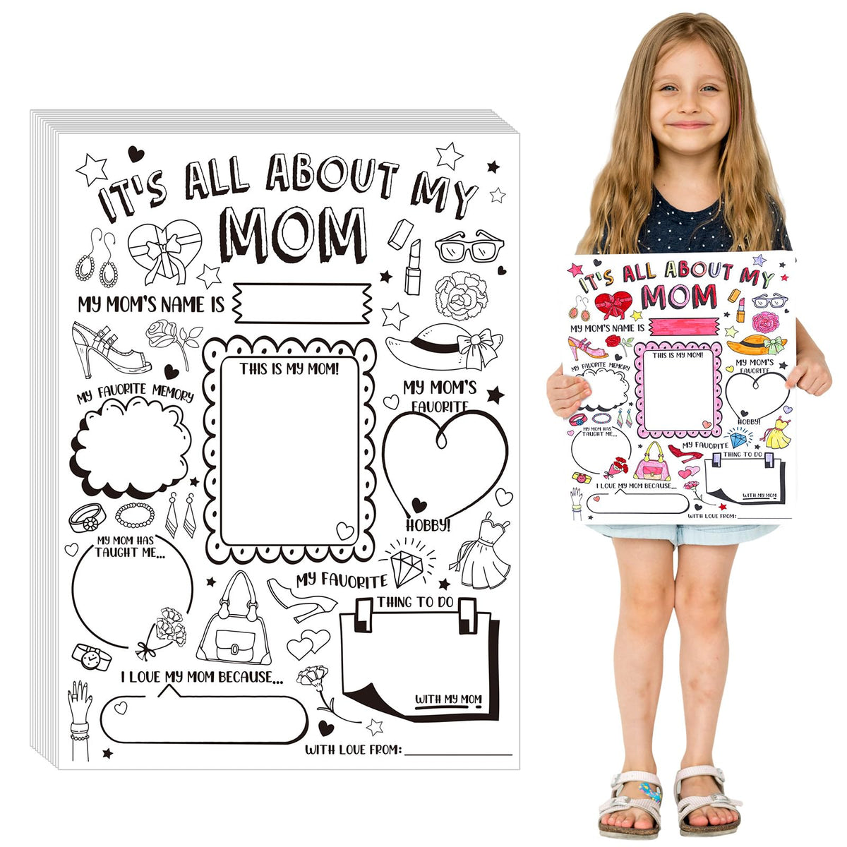 Resurhang Mother's Day coloring poster pack for classroom crafts and gifts