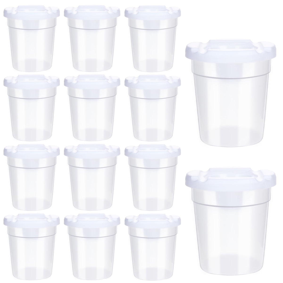 Retainbre 24-pack no-spill paint cups with lids for mess-free classroom painting.