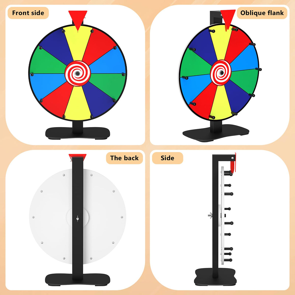 Retbtnm prize wheel is ready for parties, trade shows, and carnivals.