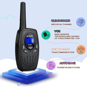 Retevis RT628 kids walkie talkie back view showing compact handheld design