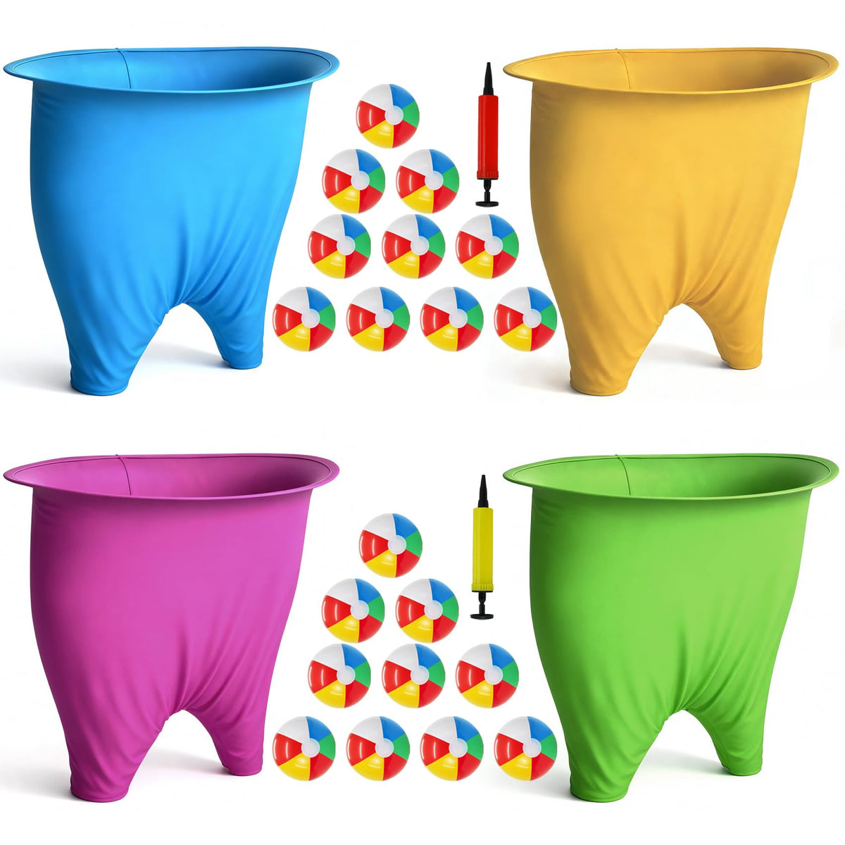 RETOTLA Granny Pants Yard Game front view showing four colorful pants for outdoor fun