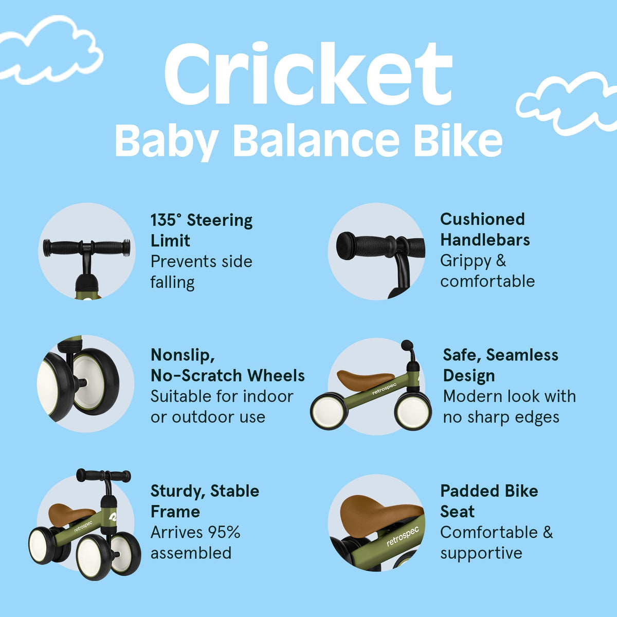 Retrospec Cricket feet-to-floor design enables toddlers to move without pedals