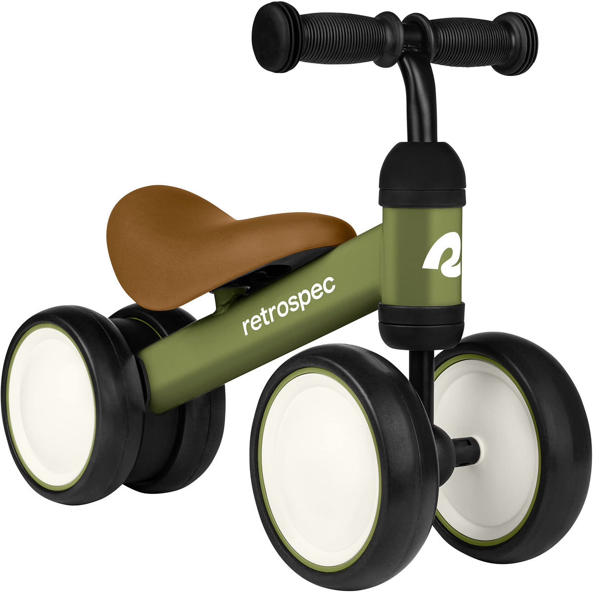 Retrospec Cricket front view shows stable four-wheel design for safe beginner rides