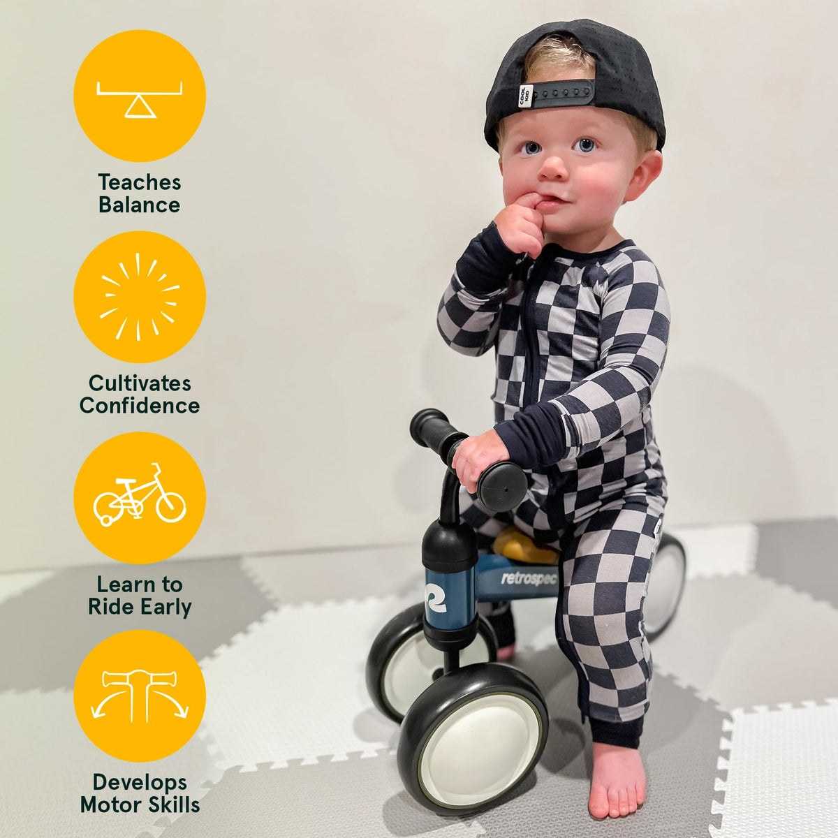 Retrospec Cricket seat and handlebars provide comfortable control for early riders