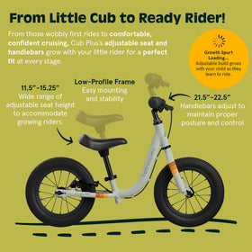Retrospec Cub Plus adjustable seat enables safe, comfortable seating as your child grows.