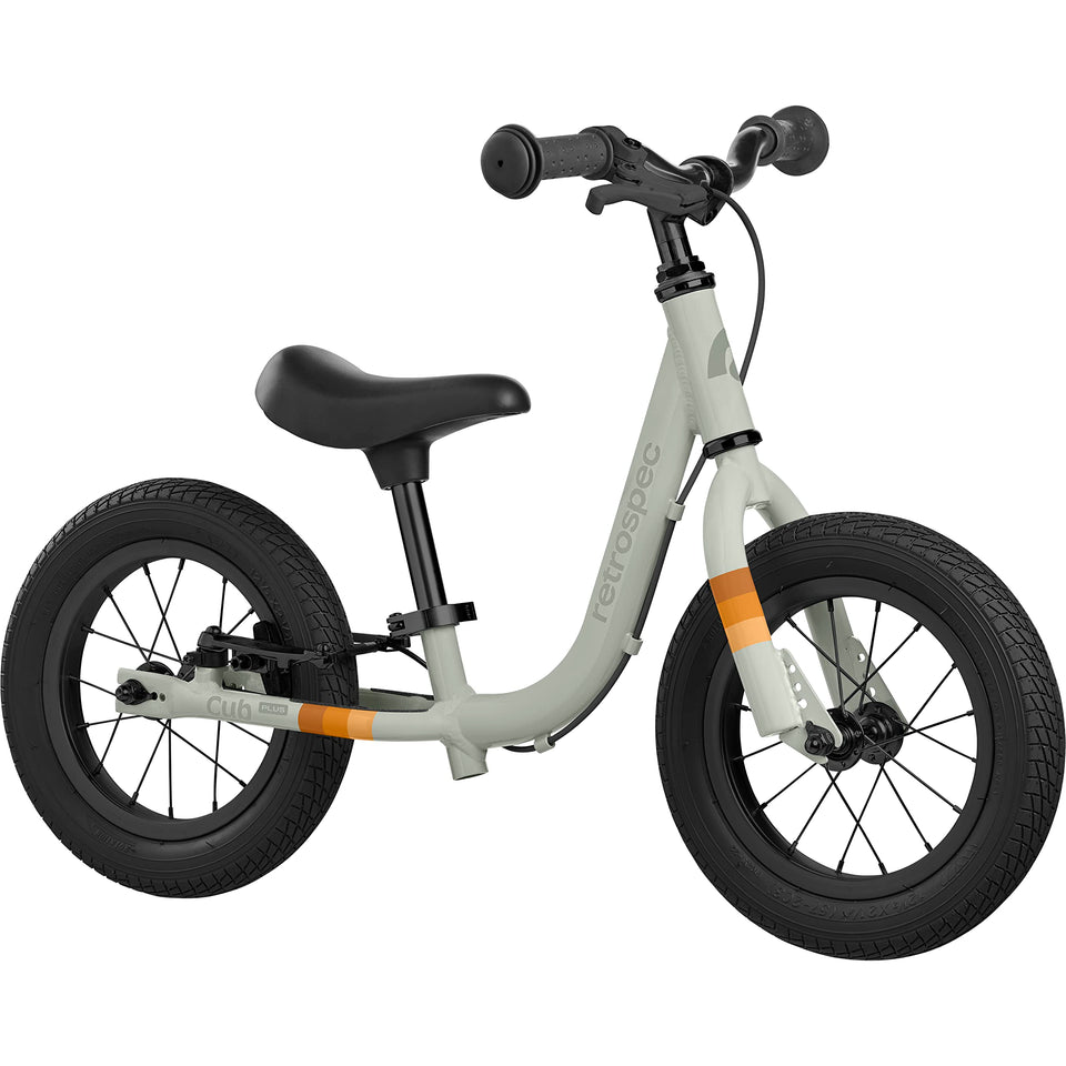 Retrospec Cub Plus balance bike front view shows lightweight frame for easy handling.