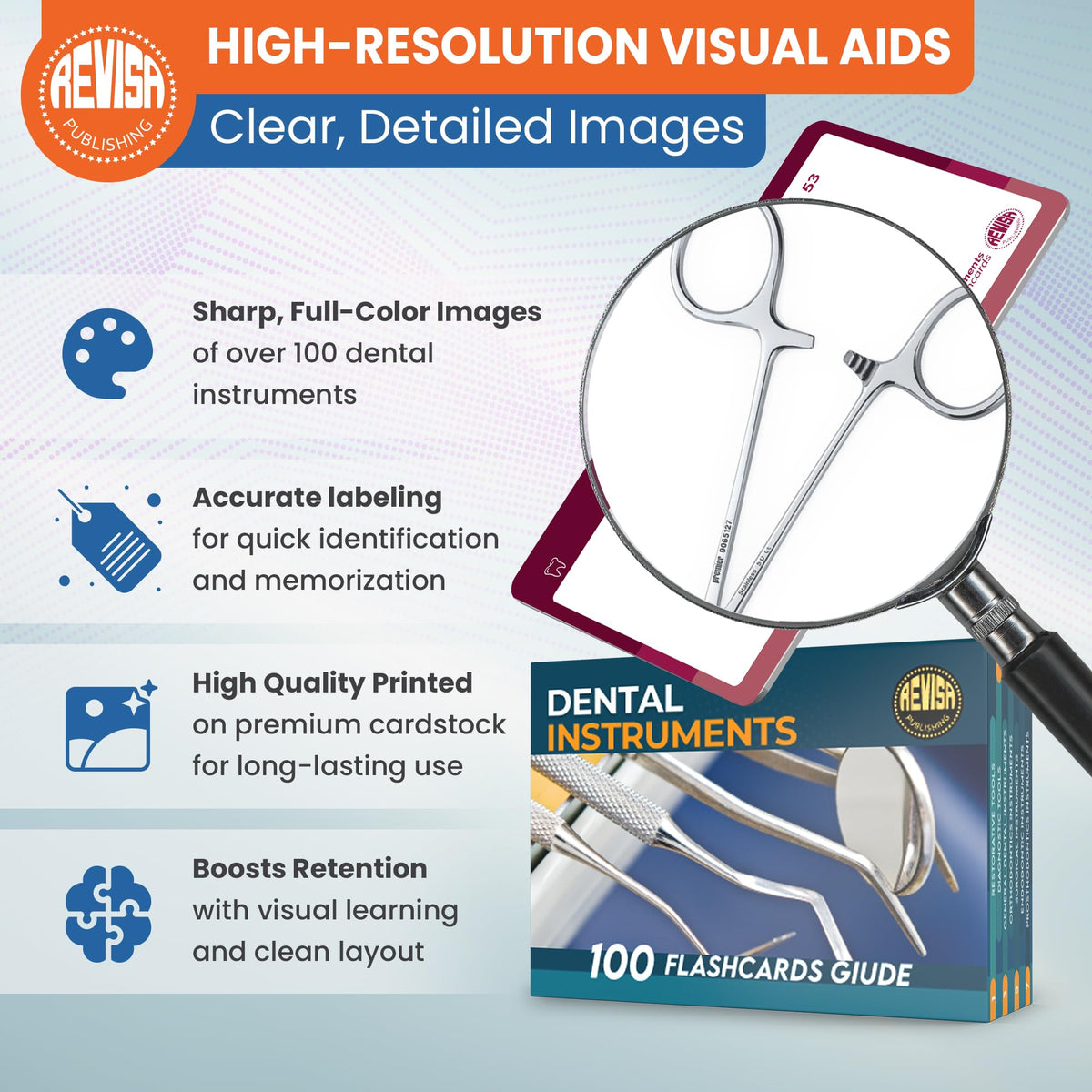 Revisa flash card, cotton plier image for precise instrument identification