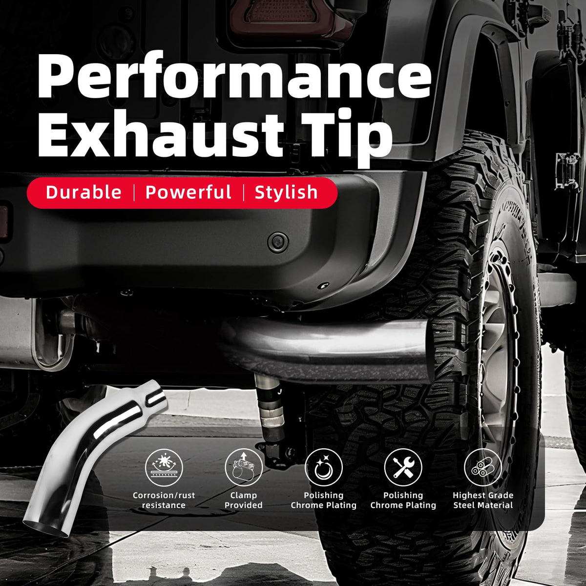 REWONIXAL exhaust tip with clamp included ensures quick secure installation.