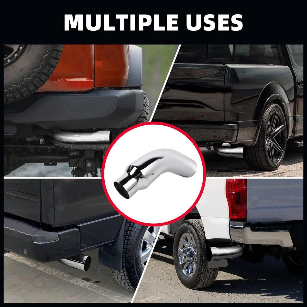 REWONIXAL polished chrome tip resists rust and keeps a showroom sheen.