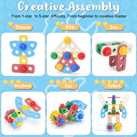 REXBETI hammer and peg board aids concentration during building activities