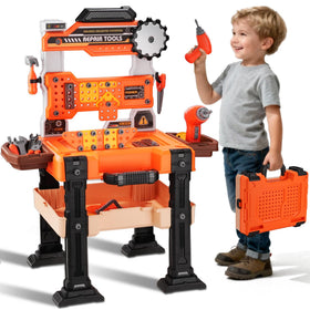 REXBETI Kids Tool Bench with realistic drill boosts imaginative building play
