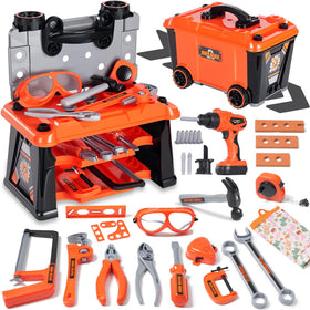 REXBETI kids tool set box with wheels for organized pretend play