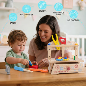 REXBETI wooden apron for kids keeps little carpenters tidy during play