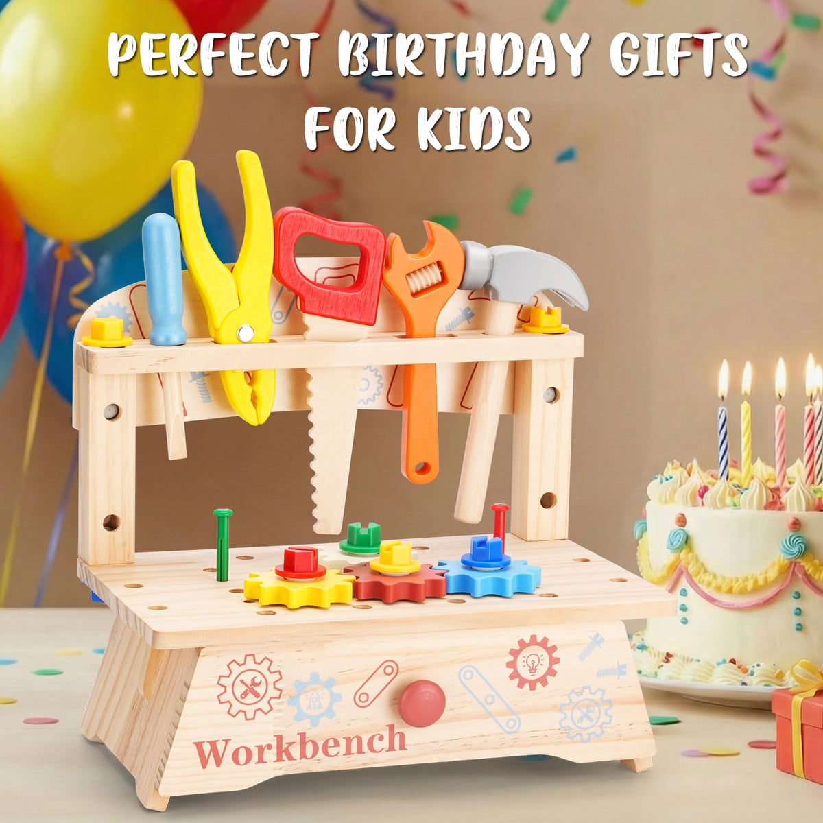REXBETI wooden screwdriver toy helps practice turning and problem solving