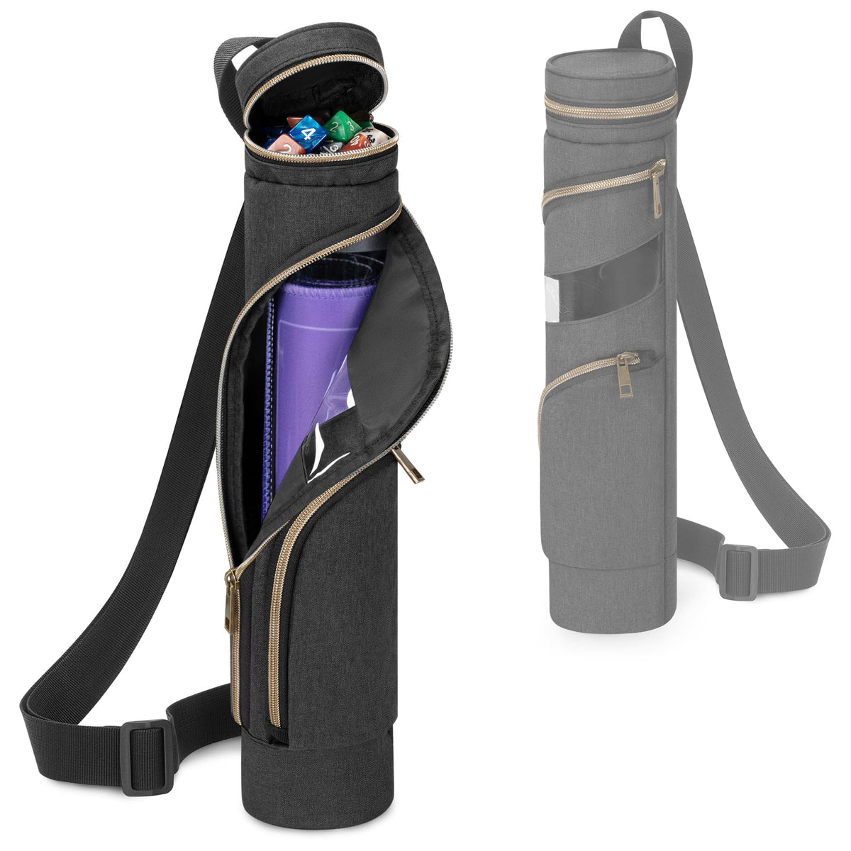 Rexmica Playmat Tube Case with dice holder keeps dice organized during transport