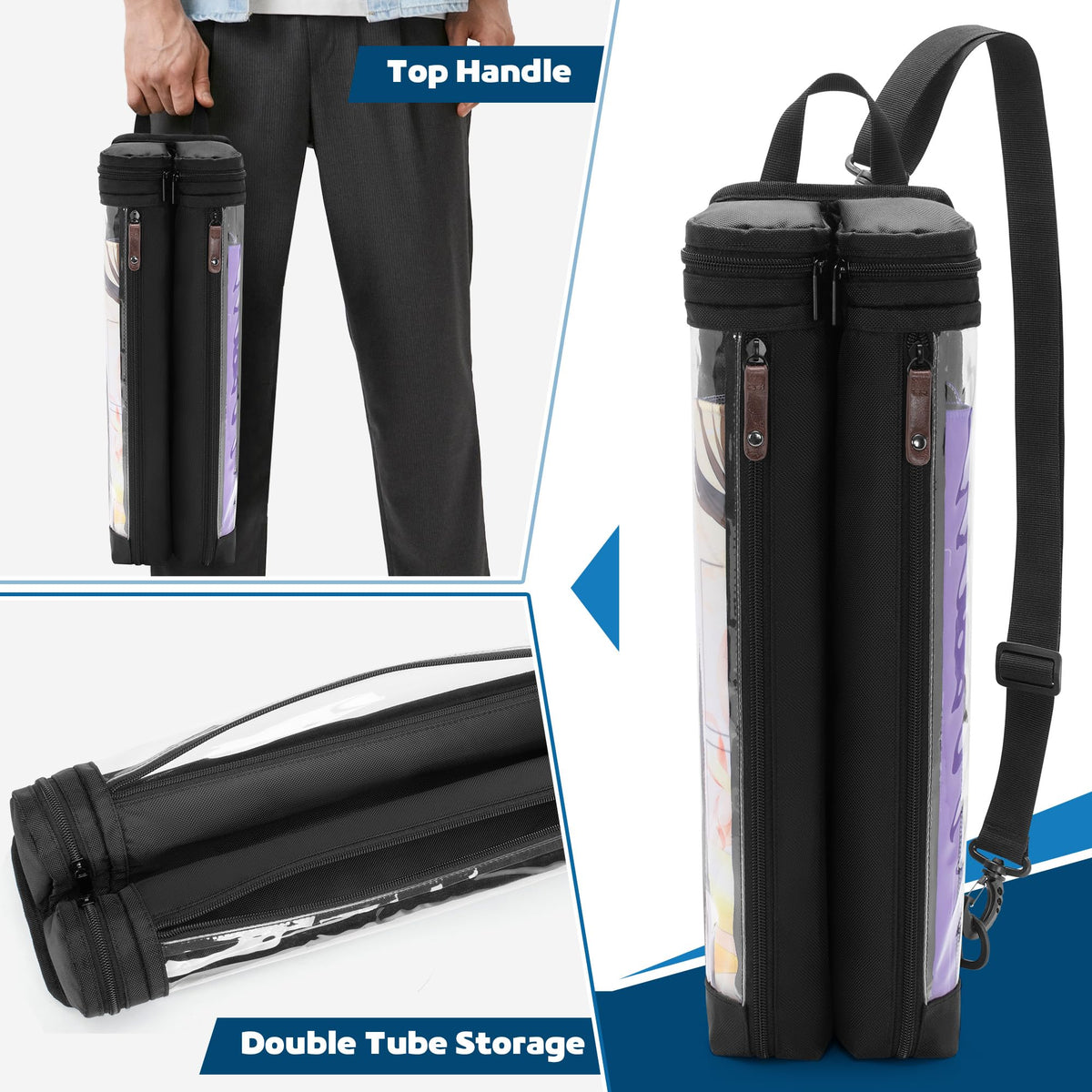 Rexmica Playmat Tube Case leather zipper and tear-resistant fabric for durability