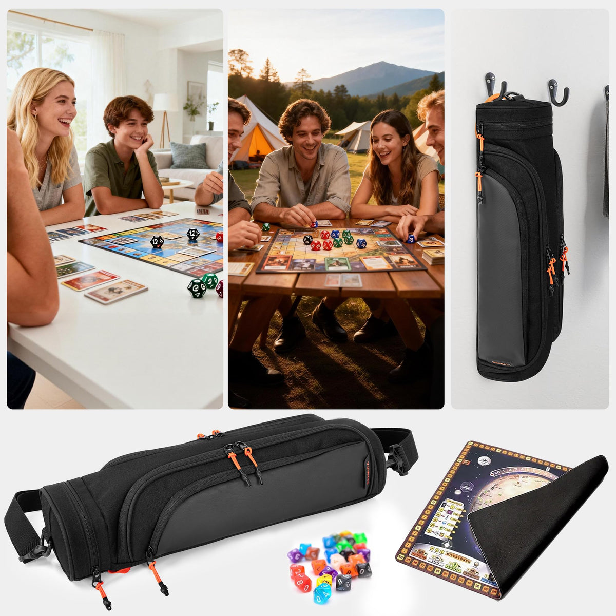 Rexmica travel-friendly tube bag ideal for game nights.