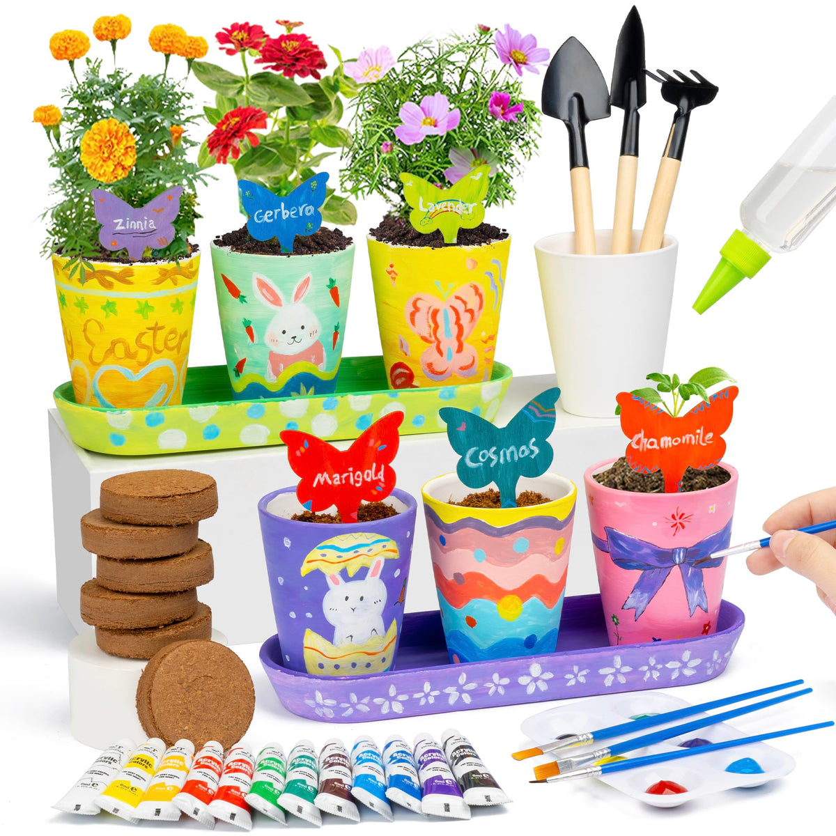 RGBDOT Kids Gardening Set full kit with pots and tools for hands-on creativity