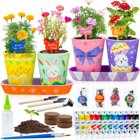 RGBDOT Kids Gardening Set: colorful pots ready for painting and plant growth