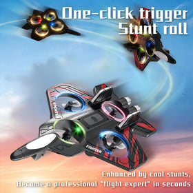 RGIMF blue RC airplane uses 2.4GHz wireless for stable control in crowds