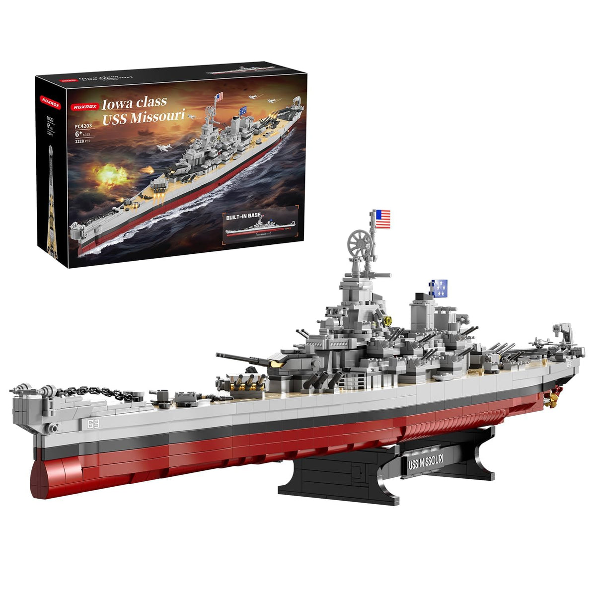 RGXRGX USS Missouri battleship front view display for collectors