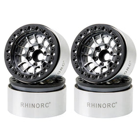 RhinoRC MOZA 1.9-inch beadlock wheel closeup shows durable aluminum construction for rugged crawlers.