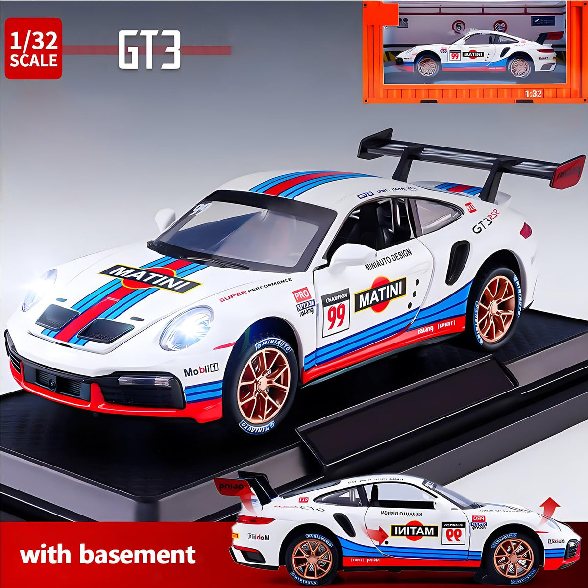 RhsMeuttle 911 GT3 RS diecast model — light and sound features spark imaginative play.