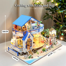 RHZN Miniature Beach House Kit complete assembly preview showing a charming beach house.