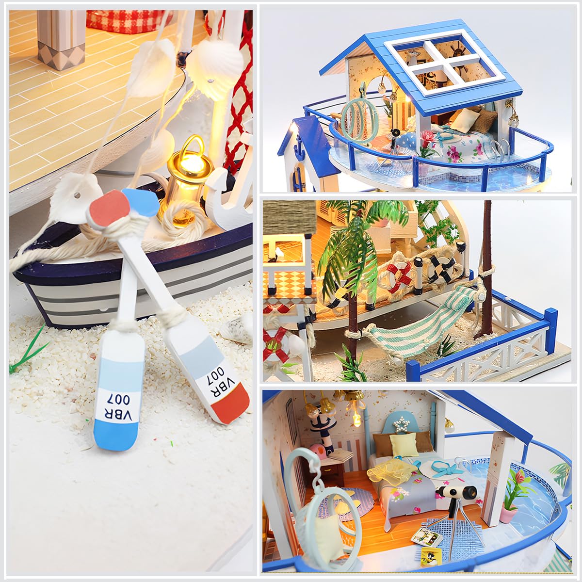 RHZN Miniature Beach House Kit on desk display ideal for mindful crafting sessions.