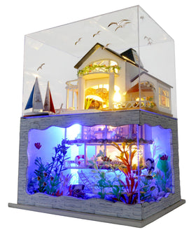 RHZN miniature house exterior diorama adds delicate shelf charm