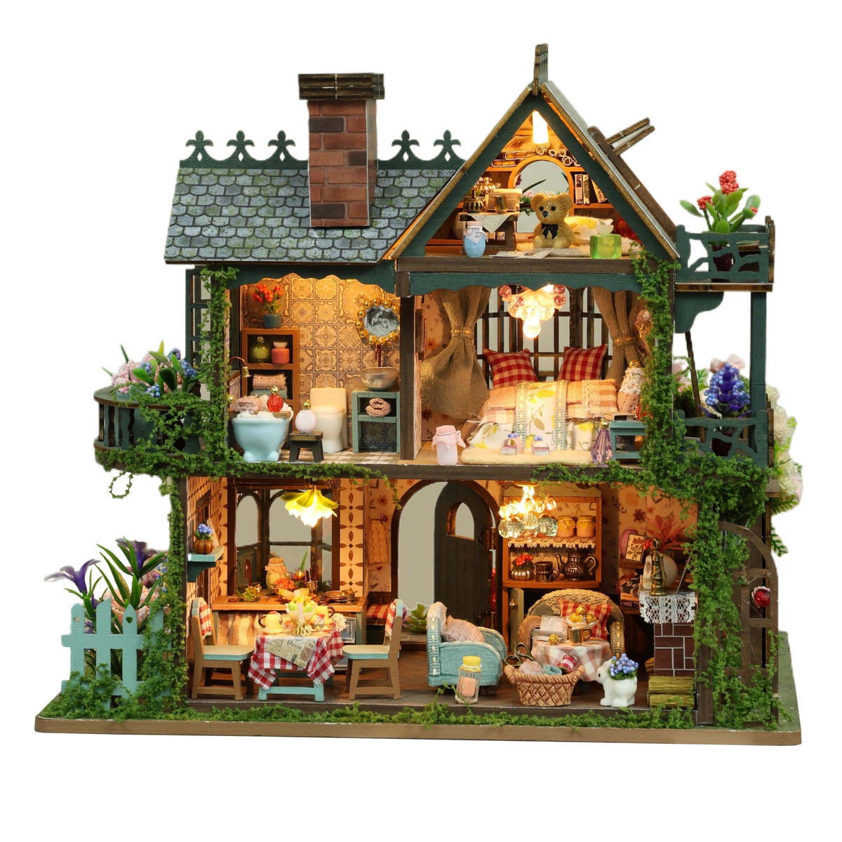 RHZN miniature house kit components laid out for creative assembly and display