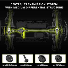 RIAARIO 1/10 brushless RC car CNC differential gear improves smooth power transfer.