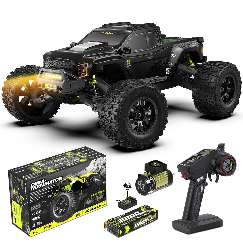 RIAARIO 1/10 brushless RC car front view showing sleek design and ready-to-race stance.