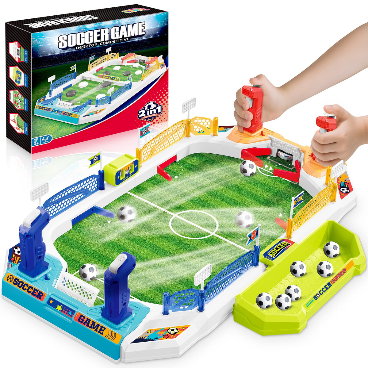 RIANEAN mini soccer board game cover with bright packaging, ideal for family play.