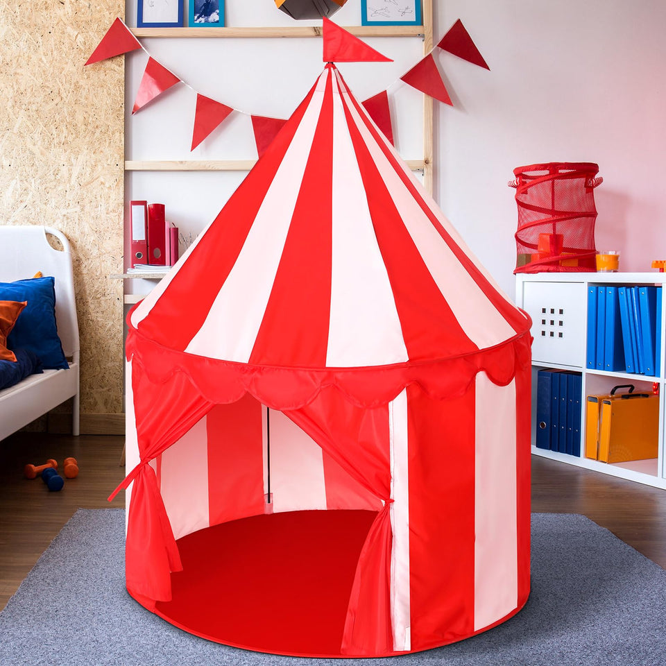 Ribbonlic Circus Tent with red floor for imaginative play indoors or outdoors.