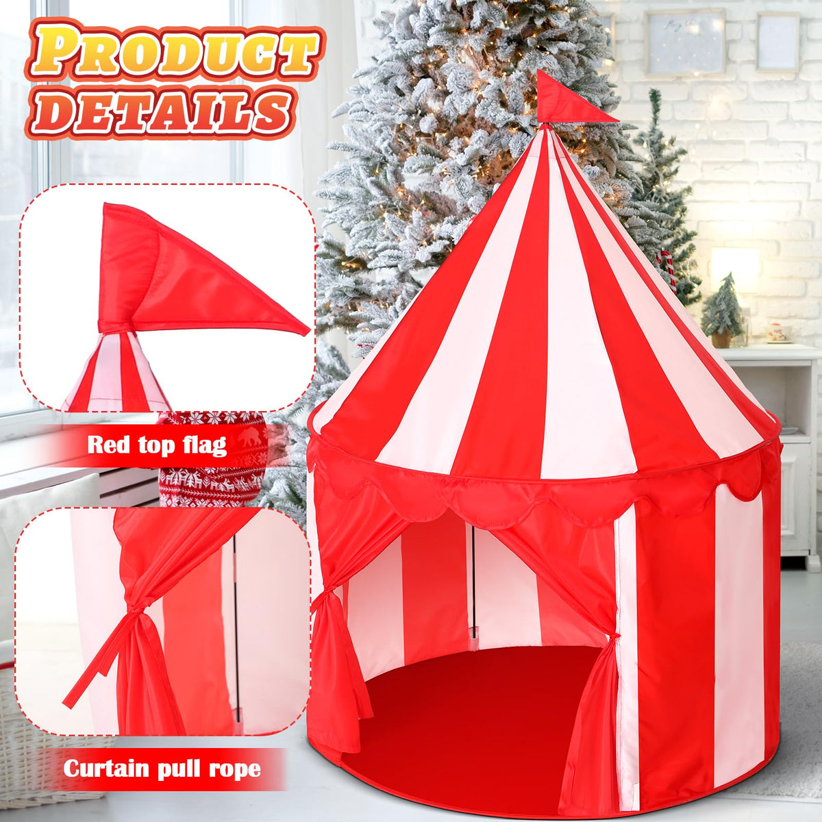 Ribbonlic Circus Tent red and white design stands out for vivid pretend play.