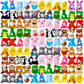 Ribyonten mini animal plush 120-piece set with soft fur for party favors and collection.