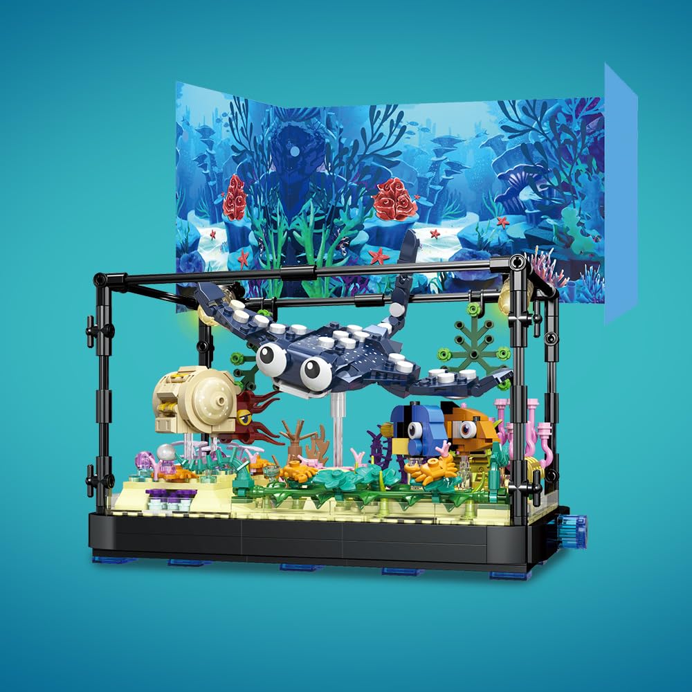 RiceBlock manta-ray poseable figure enhances dynamic underwater display for kids.